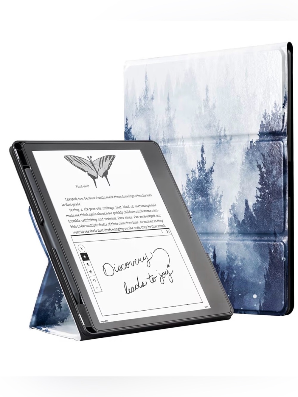 Stand Case for Kindle Scribe - Premium Folio Leather Cover with Pen Holder